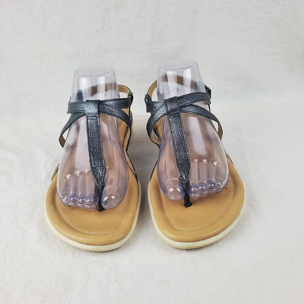 Ecco grey metallic thong sandals size 42